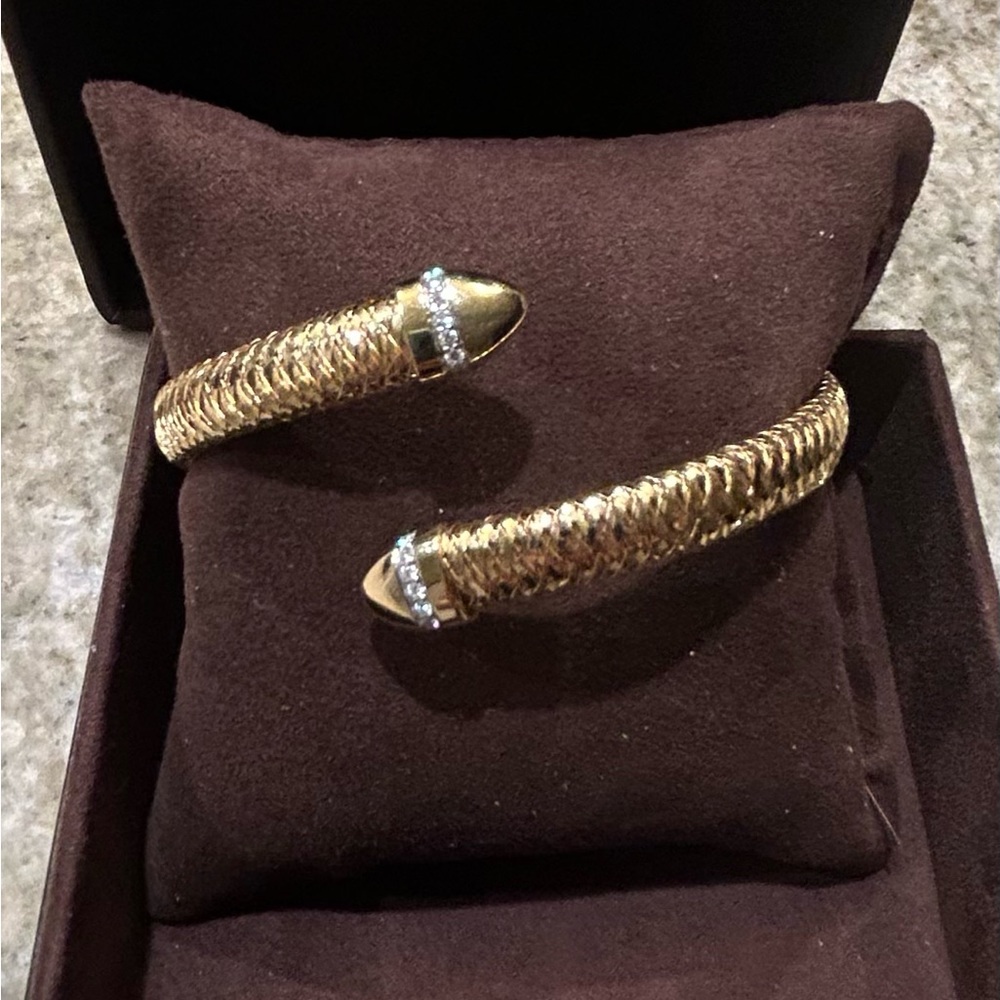 Roberto Coin Primavera 18K Yellow Gold & Diamond Coiled Wrap Bracelet-MSRP $3440